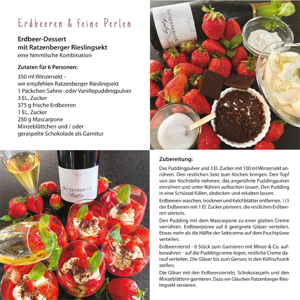 Erdbeeren und feine Perlen, ein Rezept mit Rieslingsekt bei Ihrem Wein-Musketier.